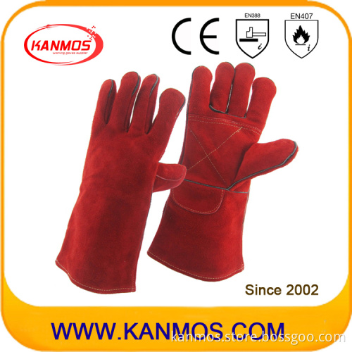 Red Hot Resistant Industrial Safety Leather Welding Work Gloves (11105)